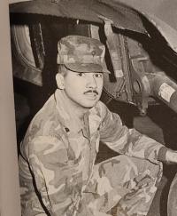 man in a camouflage military uniform